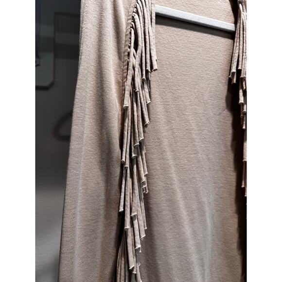 Barbara Lesser Women's Fringe Vest Open Front Size Medium Tan Western - Picture 6 of 7